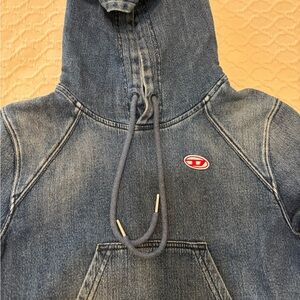 Diesel Denim Blue Hoodie with Red Logo